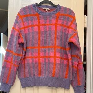 JODIFL Pink and Orange Plaid Sweater